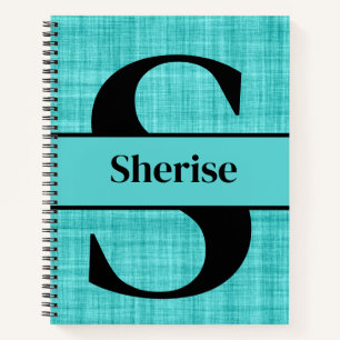 Bearbeitbare Monogramm und Name auf blau Notizblock