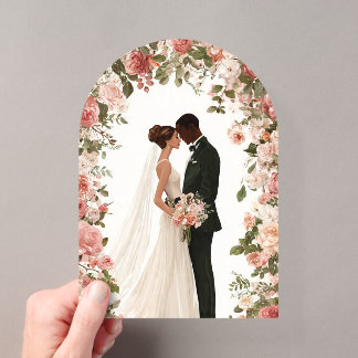 Bearbeitbare muslimische Nikah-Einladung - Weiß Ro Acryleinladungen