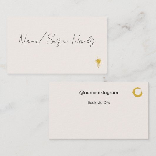 Bearbeitbare Nagel-Tech-Instagram-Beige-Ästhetik Visitenkarte (Vorne/Hinten)