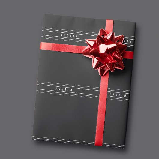 Bearbeitbare Namen und geometrische Streifen | Sch Geschenkpapier