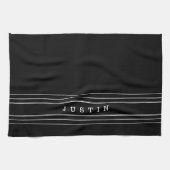 Bearbeitbare Namen und geometrische Streifen | Sch Geschirrtuch (Horizontal)