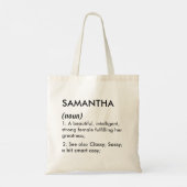 Bearbeitbare Namensdefinition Samantha, benutzerde Tragetasche (Rückseite)