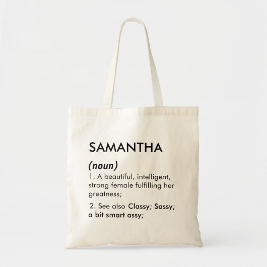 Bearbeitbare Namensdefinition Samantha, benutzerde Tragetasche (Vorne)