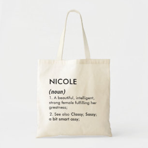 Bearbeitbare Nicole-Namensdefinition, benutzerdefi Tragetasche