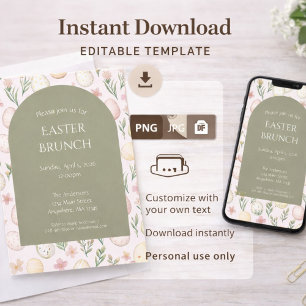 Bearbeitbare Oster-Brunch-Einladung zum Sofort-Dow Einladung