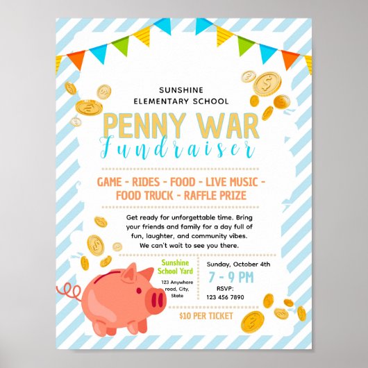 Bearbeitbare Penny-War-Spendenflyer Poster (Vorne)