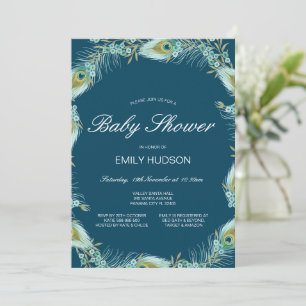 Bearbeitbare Pfau-Themen-Baby-Shower-Einladung Einladung