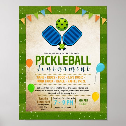 Bearbeitbare Pickleball-Spendenflyer Poster (Vorne)
