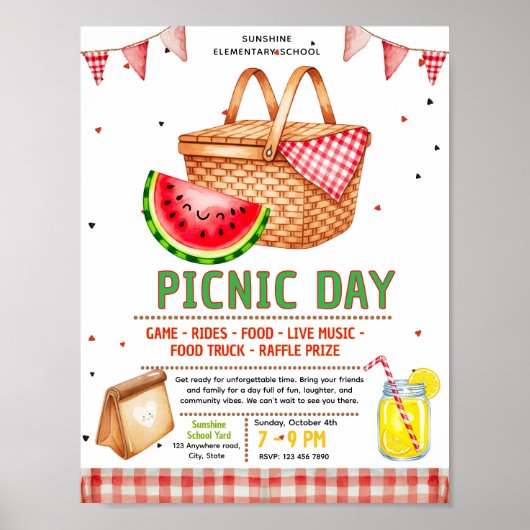 Bearbeitbare Picknick-Spendenflyer Poster (Vorne)