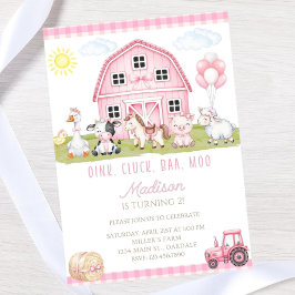 Bearbeitbare Pink Farm Geburtstagseinladung - Sofo Einladung