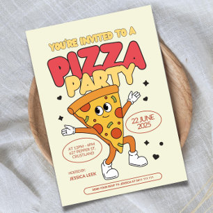 Bearbeitbare Pizza-Party-Geburtstagseinladungsvorl Einladung