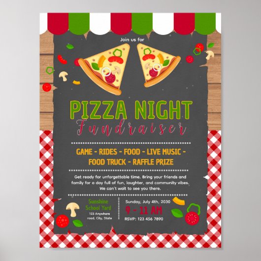 Bearbeitbare Pizza-Spendenaktion-Flugblatt Poster (Vorne)