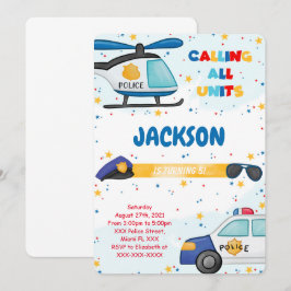 Bearbeitbare Polizei zum Geburtstag Einladung