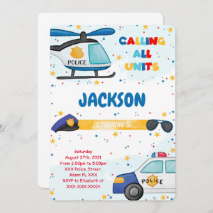 Bearbeitbare Polizei zum Geburtstag Einladung