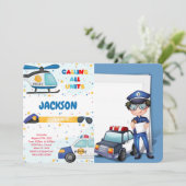 Bearbeitbare Polizei zum Geburtstag Foto Einladung (Stehend Vorderseite)