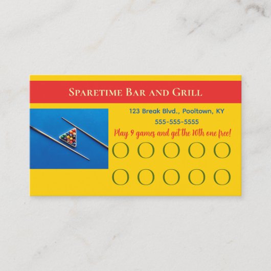 Bearbeitbare Pool-Tabelle Treuekarte (Vorderseite)