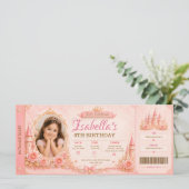 Bearbeitbare Prinzessinnen-Geburtstags-Ticket-Einl (Stehend Vorderseite)