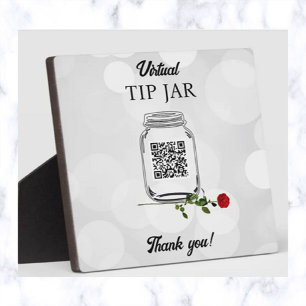 Bearbeitbare QR-Code-Trinkgeld-Dose und Rose Fotoplatte