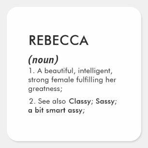 Bearbeitbare Rebecca-Namensdefinition, benutzerdef Quadratischer Aufkleber