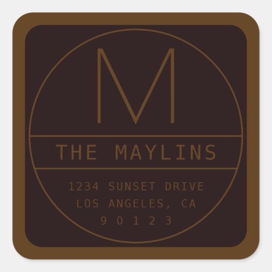 Bearbeitbare, Retro-moderne Designvorlage | Dunkel Quadratischer Aufkleber (Vorderseite)