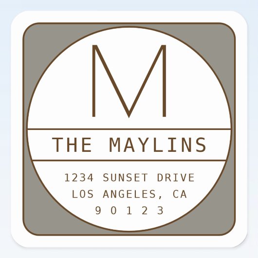 Bearbeitbare, Retro-moderne Designvorlage | Gray B Quadratischer Aufkleber