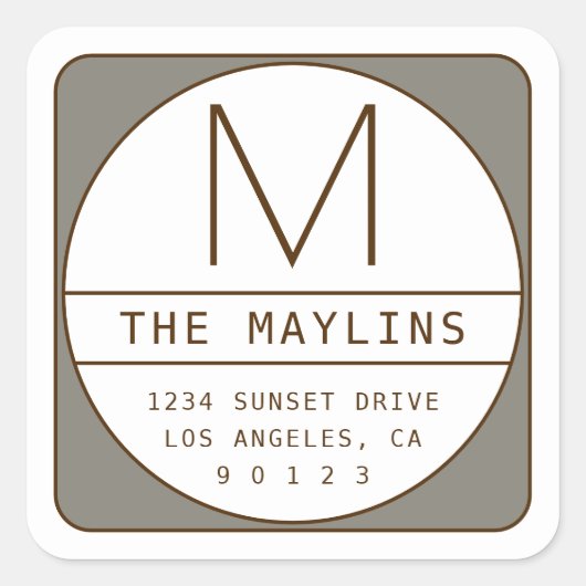 Bearbeitbare, Retro-moderne Designvorlage | Gray B Quadratischer Aufkleber (Vorderseite)