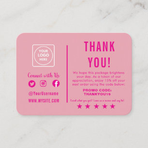 Bearbeitbare Retro-Rosa Süße Dankeschön-Notizkarte Begleitkarte