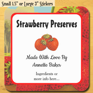 Bearbeitbare Retro Strawberry Farm Baking Labels Quadratischer Aufkleber