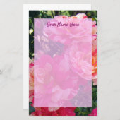 bearbeitbare Rose, rosa und weiß gestrichen, Papie Briefpapier (Vorne/Hinten)