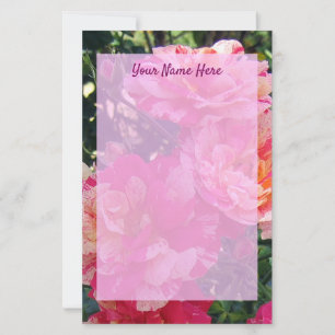 bearbeitbare Rose, rosa und weiß gestrichen, Papie Briefpapier