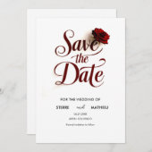 Bearbeitbare Rote Rose Hochzeit Save The Date (Vorne/Hinten)