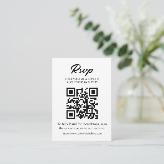 Bearbeitbare RSVP-Karte mit QR-Code, Einladung ein (Stehend Vorderseite)