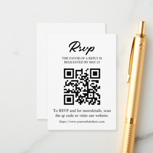 Bearbeitbare RSVP-Karte mit QR-Code, Einladung ein (Vorderseite/Rückseite Beispiel)