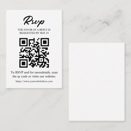Bearbeitbare RSVP-Karte mit QR-Code, Einladung ein (Vorne/Hinten)