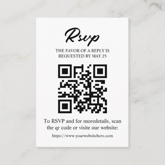 Bearbeitbare RSVP-Karte mit QR-Code, Einladung ein (Vorderseite)