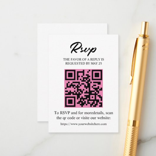 Bearbeitbare RSVP-Karte mit QR-Code, Einladung ein (Vorderseite/Rückseite Beispiel)