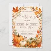 Bearbeitbare rustikale Herbst-Thanksgiving-Dinner- Einladung (Vorderseite)
