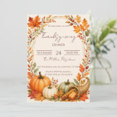 Bearbeitbare rustikale Herbst-Thanksgiving-Dinner- Einladung (Stehend Vorderseite)
