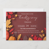 Bearbeitbare rustikale Herbst-Thanksgiving-Dinner- Einladung (Vorderseite)