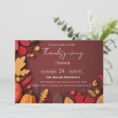 Bearbeitbare rustikale Herbst-Thanksgiving-Dinner- Einladung (Stehend Vorderseite)