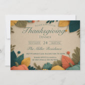 Bearbeitbare rustikale Herbst-Thanksgiving-Dinner- Einladung (Vorderseite)