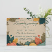 Bearbeitbare rustikale Herbst-Thanksgiving-Dinner- Einladung (Stehend Vorderseite)