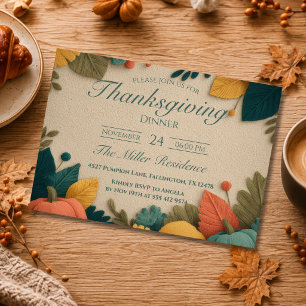 Bearbeitbare rustikale Herbst-Thanksgiving-Dinner- Einladung