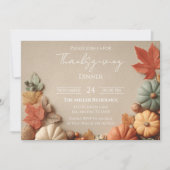 Bearbeitbare rustikale Herbst-Thanksgiving-Dinner- Einladung (Vorderseite)