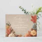 Bearbeitbare rustikale Herbst-Thanksgiving-Dinner- Einladung (Stehend Vorderseite)
