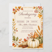 Bearbeitbare rustikale Herbst-Thanksgiving-Dinner- Einladung (Vorderseite)