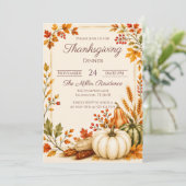 Bearbeitbare rustikale Herbst-Thanksgiving-Dinner- Einladung (Stehend Vorderseite)