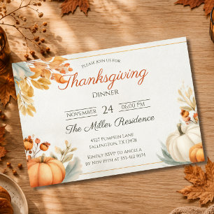 Bearbeitbare rustikale Herbst-Thanksgiving-Einladu Einladung
