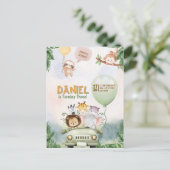 Bearbeitbare Safari-Geburtstagseinladung Postkarte (Stehend Vorderseite)