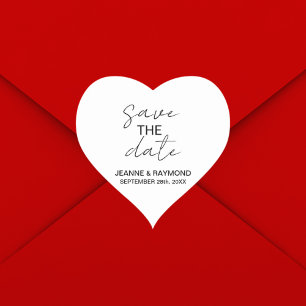 Bearbeitbare saubere Save-the-Date-Hochzeitseinlad Herz-Aufkleber